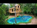 Full Build Survival 2 Story Bamboo House With Kitchen On 4 Giant Tree Swimming Pool With Cooking