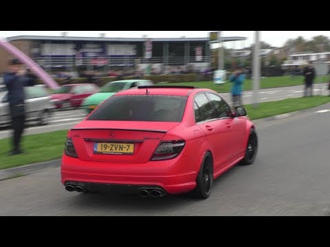 PINK Mercedes C63 AMG with Decatted iPE Exhaust! | Accelerations, Powerslides & Revs!