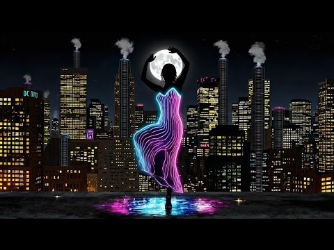 Moonlit Silhouette | Ethereal Dance Above the Neon City