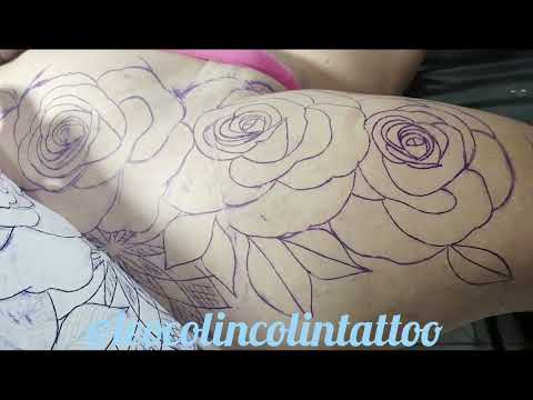 tirando decalque tatuagem de rosas Leo Colin tattoo floral