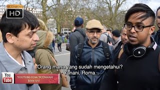 P1 - Air yang terpancar atau manusia? Mansur Vs Atheist | Bahasa | Speakers corner | Hyde Park