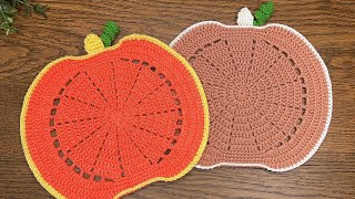 Crochet Pumpkin Coaster & Placemat Set ,Quick & Fun Project