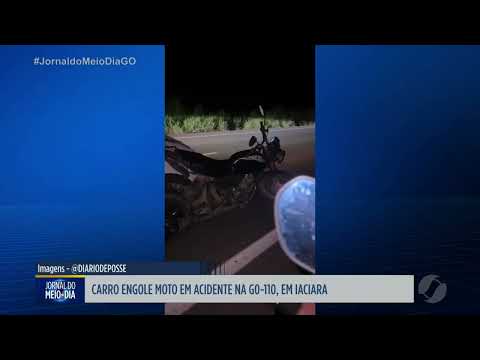 Acidente entre carro e moto mata uma pessoa na GO-110 em Iaciara