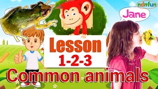 MONKEY JUNIOR: LESSON 1 2 3 - COMMON ANIMALS  LEVE