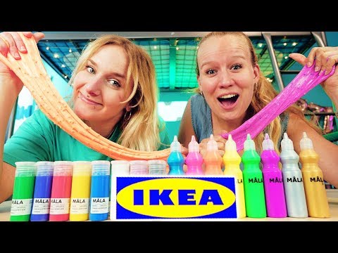 IKEA SLIME CHALLENGE - Nina & Kathi machen mit IKEA ZUTATEN Schleim - ORANGE VS BROMBEER Glibber