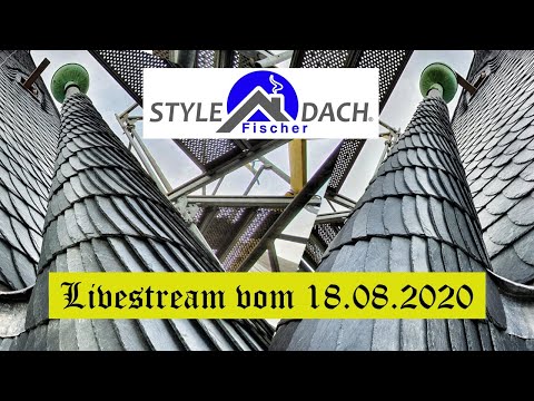 Letzte Reihe am runden Kegelturm - Altdeutsche Deckung -  Schieferdino - Der KIrchendachdecker