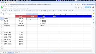 How to compare and convert price quotes in different currencies using Sheets and GOOGLEFINANCE()