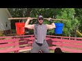 Lock-Down Shoulder Press (Homemade barbell, buckets, bricks)