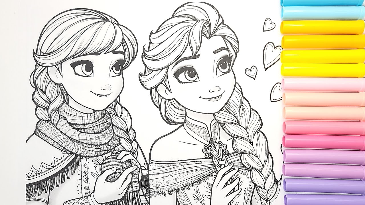 Disney Frozen Elsa, Anna,Olaf Coloring Book Pages#arrtx30a#arrtxmetallicmarkers #arrtxacrylicmarkers