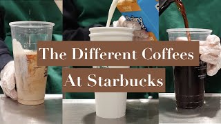 the difference between a coffee, latte, espresso & iced coffee | from a Starbucks Barista