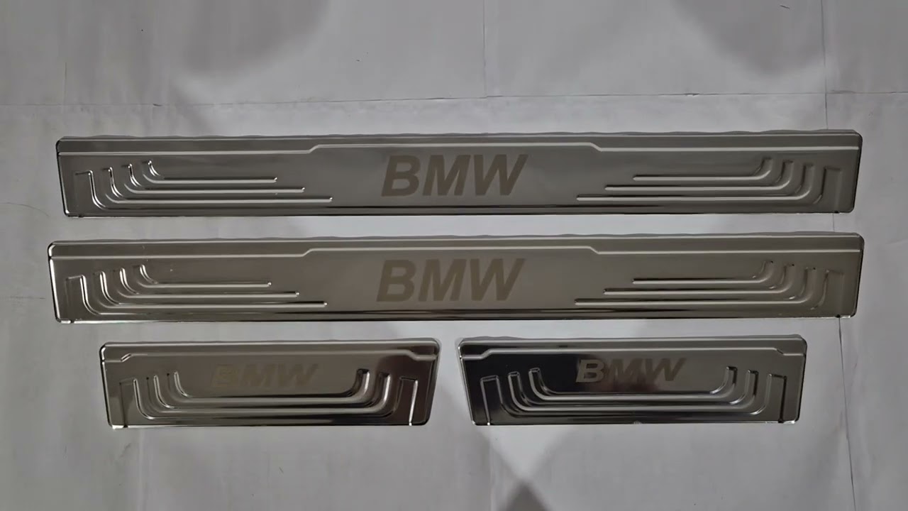 Универсальные накладки на пороги BMW V-2 (4 шт., нержавейка) Video 1