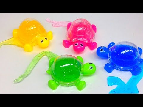 unboxing turtles slime surprise toys learn colors