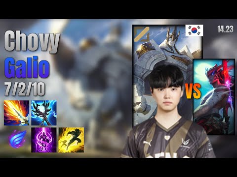 Chovy Mid Galio vs Yone lol KR solo rank Full Game 14.23 | 쵸비 갈리오 vs 요네