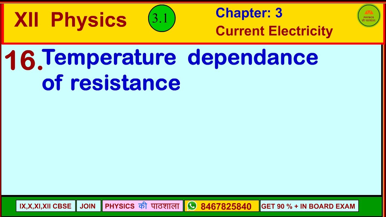 temperature dependence of resistance I current electricity I  class 12 physics I