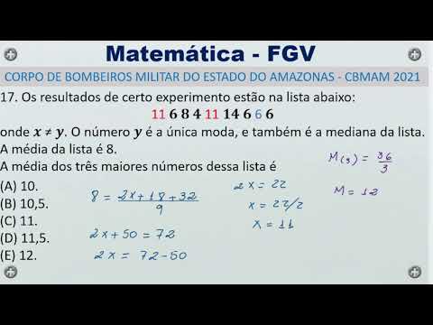 Prova FGV - Moda e média - Questão 17 - Matemática - Profª. Eliane