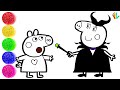How To Draw Peppa Pig S Family Peppa Pig Dress Up Drawing And Coloring Bee Art TV