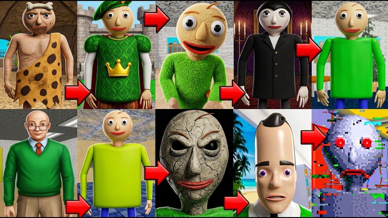 Evolution of Baldi in Baldi's Basics 2019