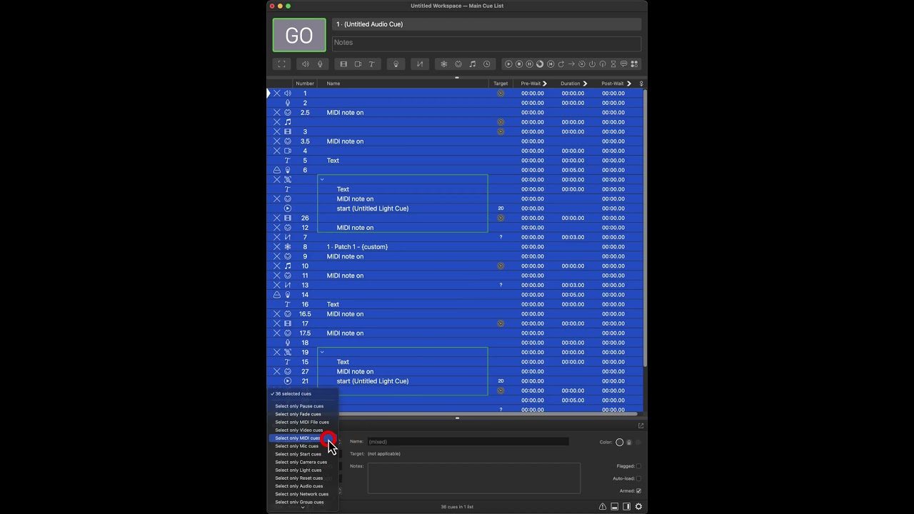 [QLab Tips] Select Cues by Type