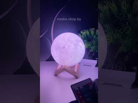 фото светильник ночник 3d луна rgb moon light + пульт, настольный на деревянной подставке интерьерный led 0