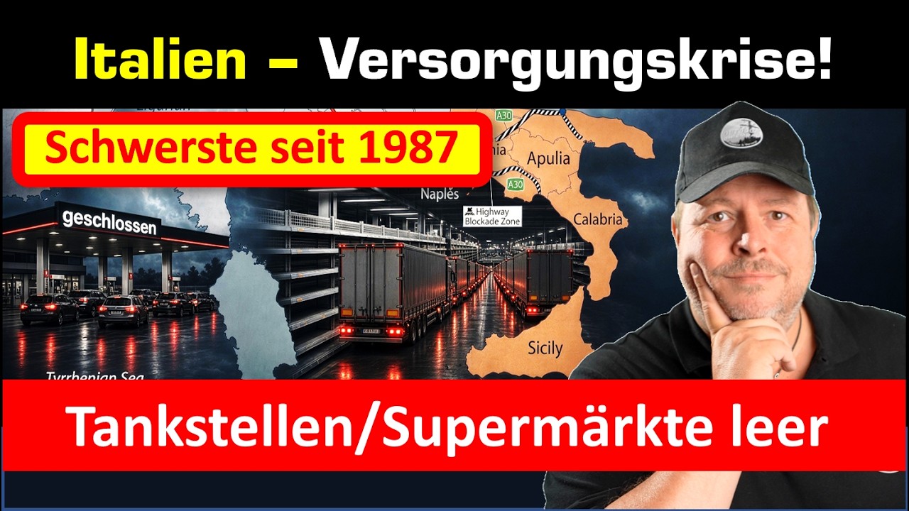 Süditalien - größte Versorgungskrise seit 1987 - Streik LKW+Landwirte