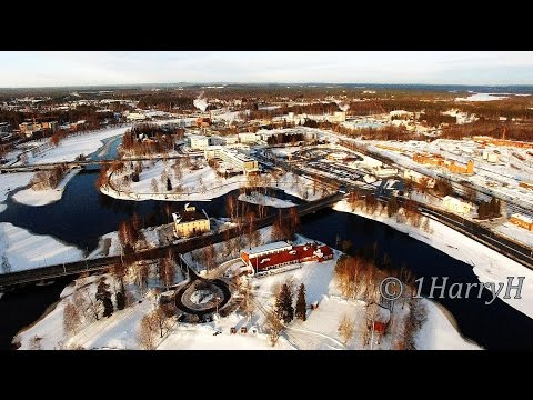 Joensuu Pielisjoki bird's-eye view 4K UL