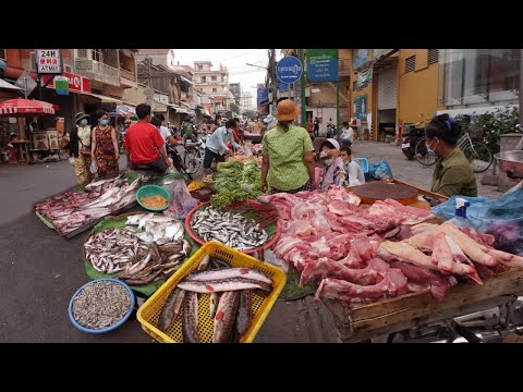 Amazing Morning Street Food Near Phsa Km4 - Walking Around Km4 Market  @ Khan Toul Kork