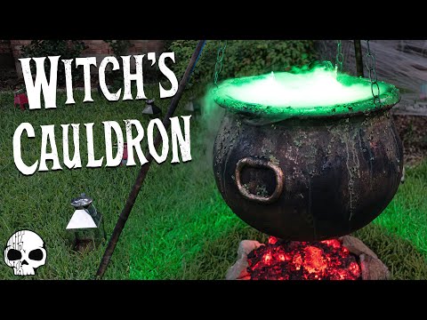 DIY Halloween Props - Bubbling Witch's Cauldron with Glowing Coals