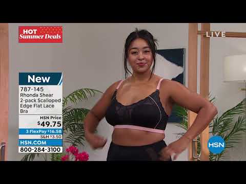 Rhonda Shear 2pack Scalloped Edge Flat Lace Bra