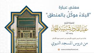 صورة معنى عبارة "البلاءُ موكّلٌ بالمنطق" | لفضيلة الشيخ عبدالقادر شيبة الحمد رحمه الله393