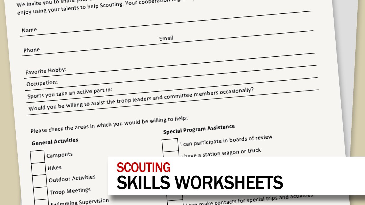 Scouting Special Skills Worksheet (SMD114)