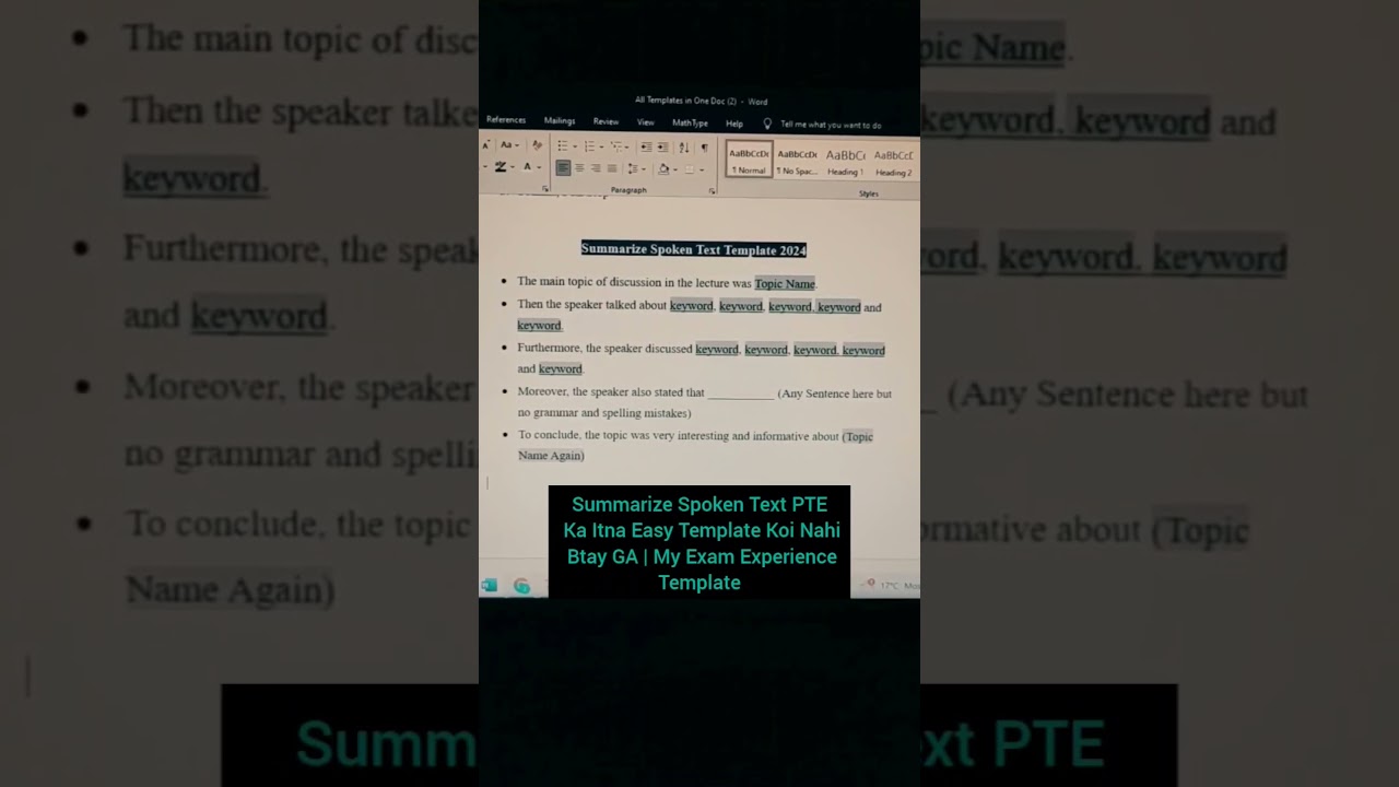 Summarize Spoken Text PTE | Very Easy & 100% Working Template #shorts #pte #ptelistening