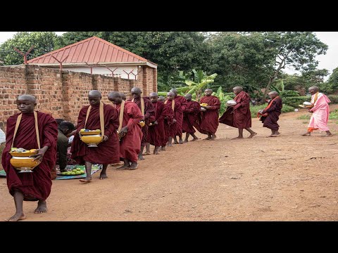 Buddhism in Uganda- Africa. Alms Round (Pindapata) - An Ancient Tradition in Buddhism
