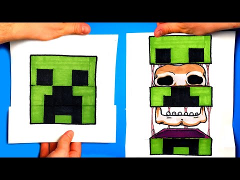 Facedrawer Crew - How to Draw a MINECRAFT CREEPER SURPRISE FOLD #shorts