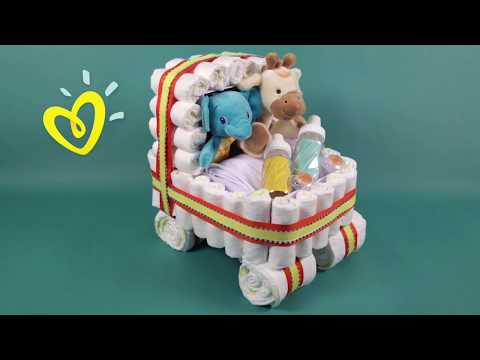 Pampers Baby Shower DIY Ideas: Stroller Diaper Cake with Pampers Newborn