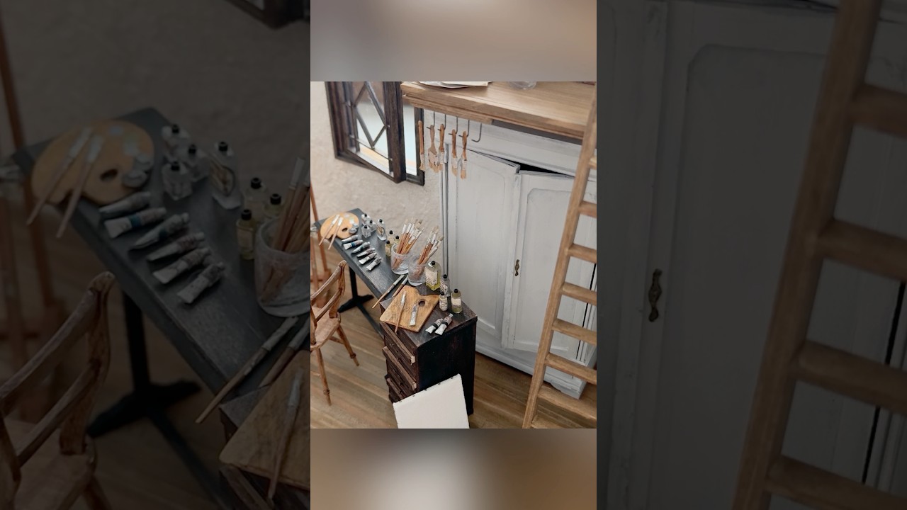 小さなアトリエのドールハウスを手作り #diy #dollhouse #miniature  #art #shorts