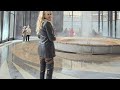4k Granate Styling Walking In Public Sightseeing Karlsbad Sprudelkolonnade Thigh High Boots