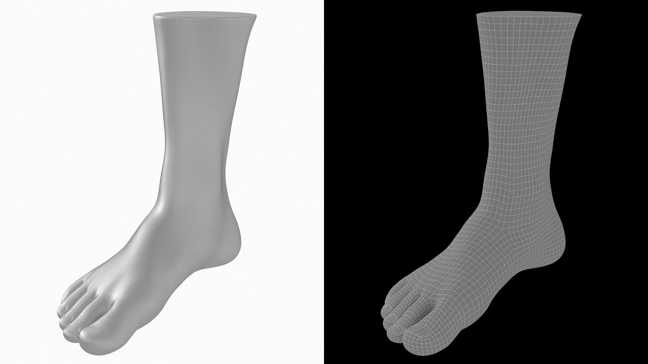 Maglia base piedi realistici maschili Modello 3D