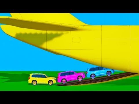 Colors SUV Cars Transportation on Biggest Airplane with Spiderman Cartoon for Kids Nursery Rhymes