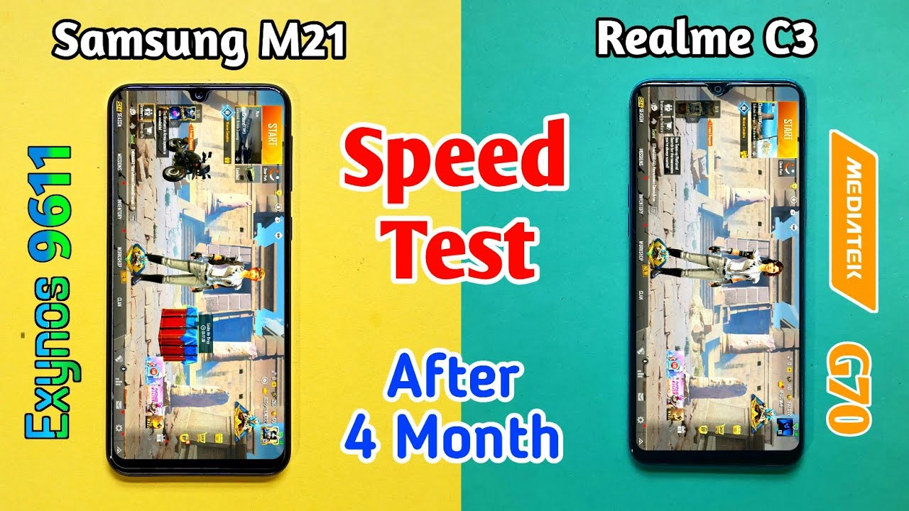 Samsung Galaxy M21 Vs Realme C3 - Speed Test (After 4 Month) | Exynos 9611 VS Helio G70