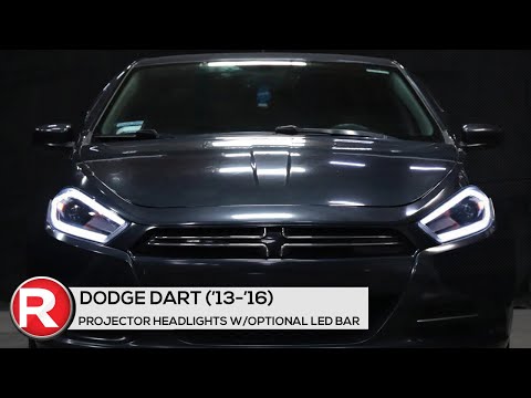 DIY Install Spec-D Projector Headlights Dodge Dart (13-16) w/ Optional LED Bar - Black/Chrome/Smoked