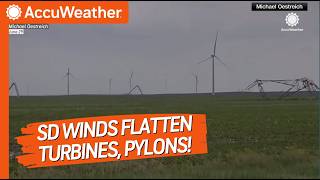 130 MPH Winds Flatten Wind Turbines, High Tension Towers