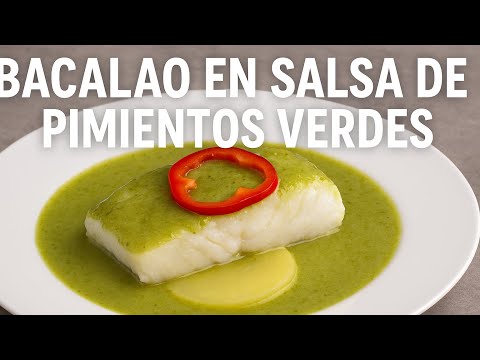 Bacalao con salsa de pimientos verdes | Receta casera fácil y deliciosa