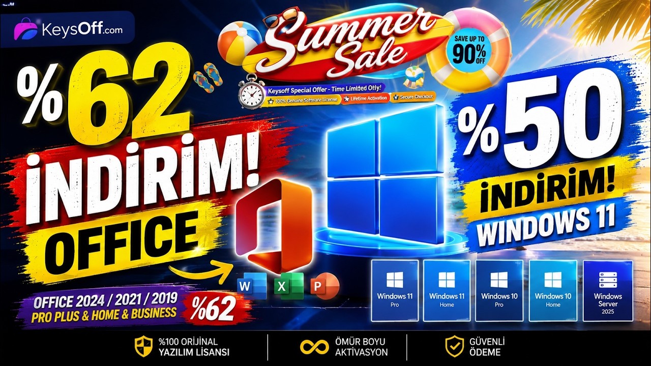 KEYSOFF YAZ İNDİRİMİ! Windows’ta %50, Office’te %62 İNDİRİM! (Orijinal Lisans)