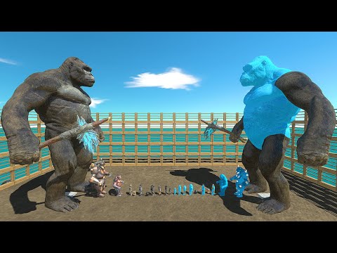 Ice War in Cage | Mutant Primates + King Kong vs Ice Itself - Animal Revolt Battle Simulator
