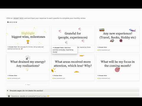 How to perform Monthly Review using Monthly Review Notion Template?