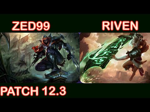 ZED99 PLAYS ZED VS RIVEN - KR CHALLENGER PATCH 12.3