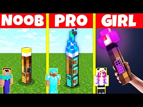 Minecraft Battle: NOOB vs PRO vs GIRL: TORCH HOUSE BUILD CHALLENGE / Minecraft Animation
