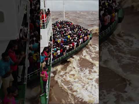 ⚠ Overcrowded Ferry Faces Massive Waves! 🌊😱