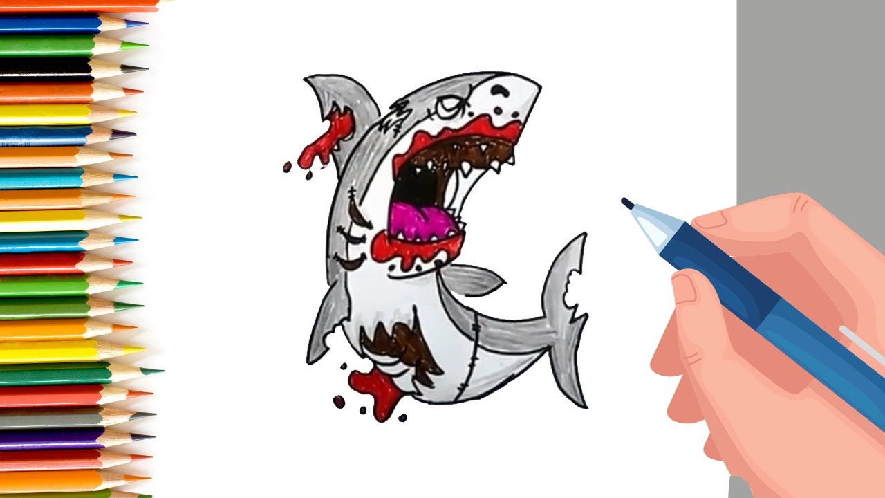 How to draw Zombie Shark for Kids