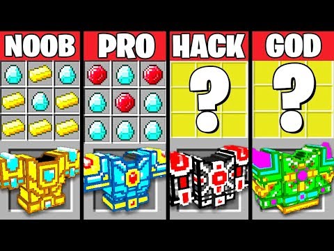 Minecraft Battle: SUPER ARMOR MOD CRAFTING CHALLENGE - NOOB vs PRO vs HACKER vs GOD ~ Animation
